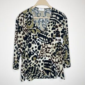 Jon Den Women’s Leopard Print V-Neck Top // Indie Sleaze Y2K Party M